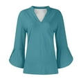 thumbnail image 4 of Hvyesh Women's Work Blouses Ruffle 3/4 Sleeve Dressy Top V Neck Casual Chiffon Tunic Blouses Business Shirts, 4 of 6