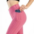 thumbnail image 5 of Huresd Workout Leggings for Women High Waist Compression -Pocket No See Through Tummy Control Cycling Workout Yoga Pants Pink S, 5 of 5