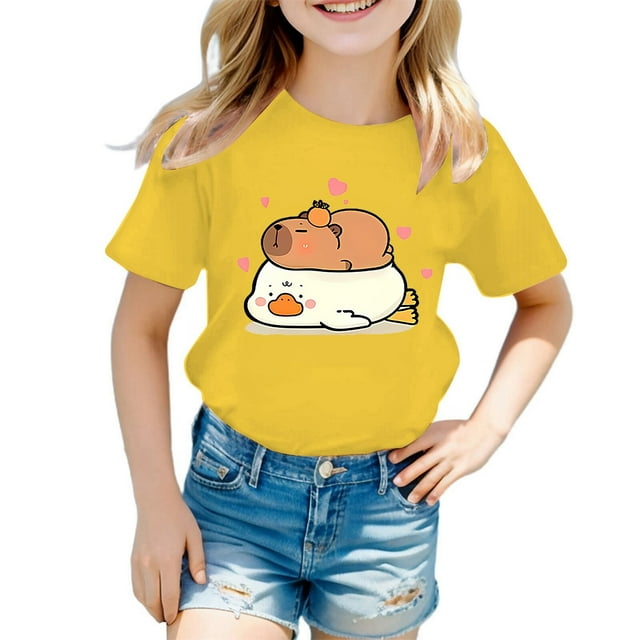 JTieacloth T-Shirt Décontracté à Manches Courtes pour Garçons et Filles, Col Rond, Imprimé Animal de Dessin Animé, Tailles 8-10 Ans