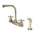 thumbnail image 1 of High Arch Kitchen Faucet With White Sprayer - Satin Nickel Finish With Polished Chrome Accents, 1 of 1