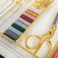thumbnail image 6 of Martha Stewart Kerry 6 Pack Plastic Stackable Office Desk Drawer Organizers with Gold Trim, 12" x 3", 6 of 10