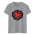 thumbnail image 4 of Womens Valentine'S Day Shirts Fashion Short Sleeve Print Round Neck Daily Wear Ladies Clothing,Grey,3XL, 4 of 4