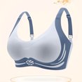 thumbnail image 2 of Virmaxy Women's Seamless Daily Bra Colorblocking Sponge Underwear Soft Support Comfortable Breathable Fixed Cup Bra Non Marking Underwear with Smooth Surface Blue-3 L, 2 of 9