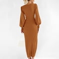 thumbnail image 4 of Styesk Robes pour Femmes Robe Chandail Col en V Manches Longues Bouffantes Ajustée Automne Hiver Robe en Tricot Côtelé, 4 of 7