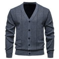 thumbnail image 2 of YHAJDS Men's Winter Casual Sweaters,Cardigan Sweaters for Men Button Down Sweater V Neck Elastic Knitted Sweater Jacket with Pockets Buttons Long Sleeve Warm, 2 of 5