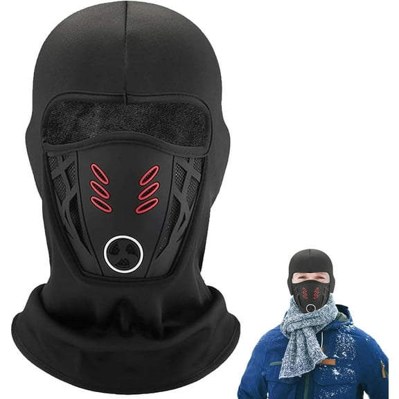 Winter Rider Warm Anti-Haze Balaclava Full Face Mask, Anti-Fog Windproof Fleece Lined Face Cover with Neck Protection