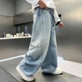 thumbnail image 6 of ZXLBBD Boys Casual Jeans Straight Leg Stylish Emborider Baggy Denim Pants for Kids and Teenagers Fashion Durable Loose Dailywear, 6 of 7