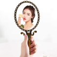 thumbnail image 3 of Vintage Handheld Mirror Folding Handle Makeup Mirror Retro Handheld Vanity Makeup Mirror Travel Mirrors Makeup Tool (Bronze), 3 of 8