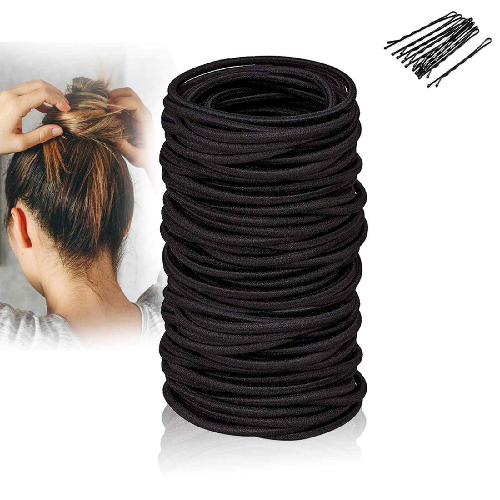 Hair Tie Smooth Solid Color Elastic Cloth Hair Band for Business-Black |  Catch.com.au