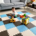 thumbnail image 3 of MioTetto Non-Toxic Foam Play Mat for Babies & Kids, Interlocking Puzzle Tiles, Blue-Brown-Beige, 36 Pieces – Perfect for Tummy Time, Crawling, Nursery, Playroom, or Gym, 3 of 13