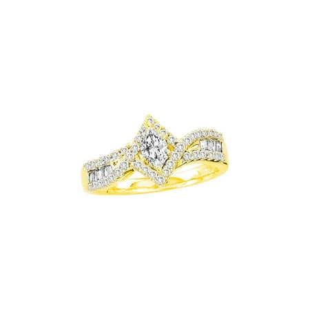 14k Gold Marquise Diamond Solitaire - 14kt Yellow Gold Womens Marquise Diamond Solitaire Bridal Wedding Engagement Ring 3/4 Cttw