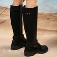 thumbnail image 6 of Women's Knee High Boots Round Toe Sock Side Zip Booties Fall Winter Slip on Walking Dress Shoes Black 5, 6 of 6