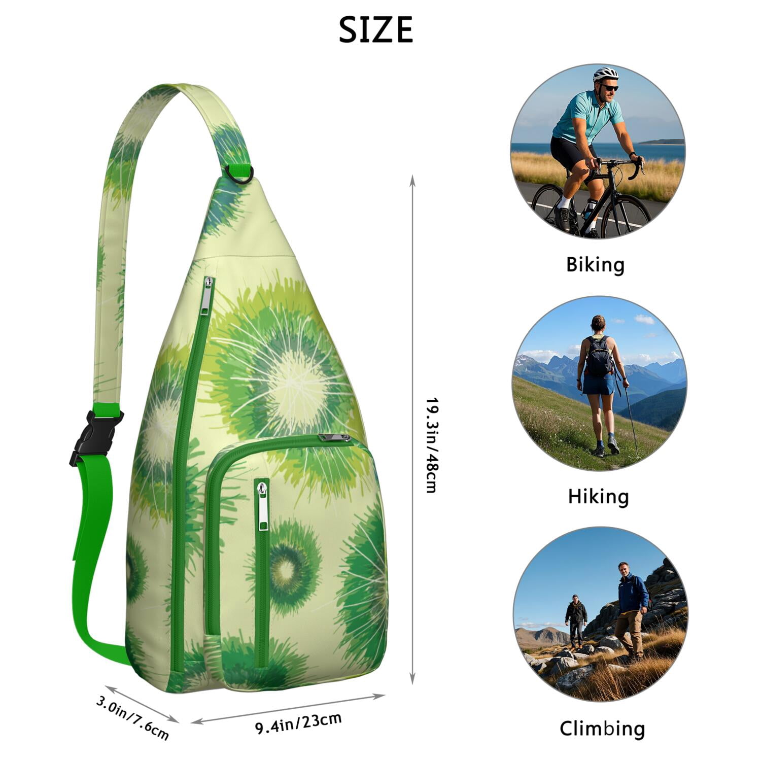 Boho Tie Dye Sling Bag - Rainbow Watercolor Print Crossbody Backpack for Women & Men, Lightweight Shoulder Bag (Psychedelic Swirl Design, Water-Resistant & Durable)