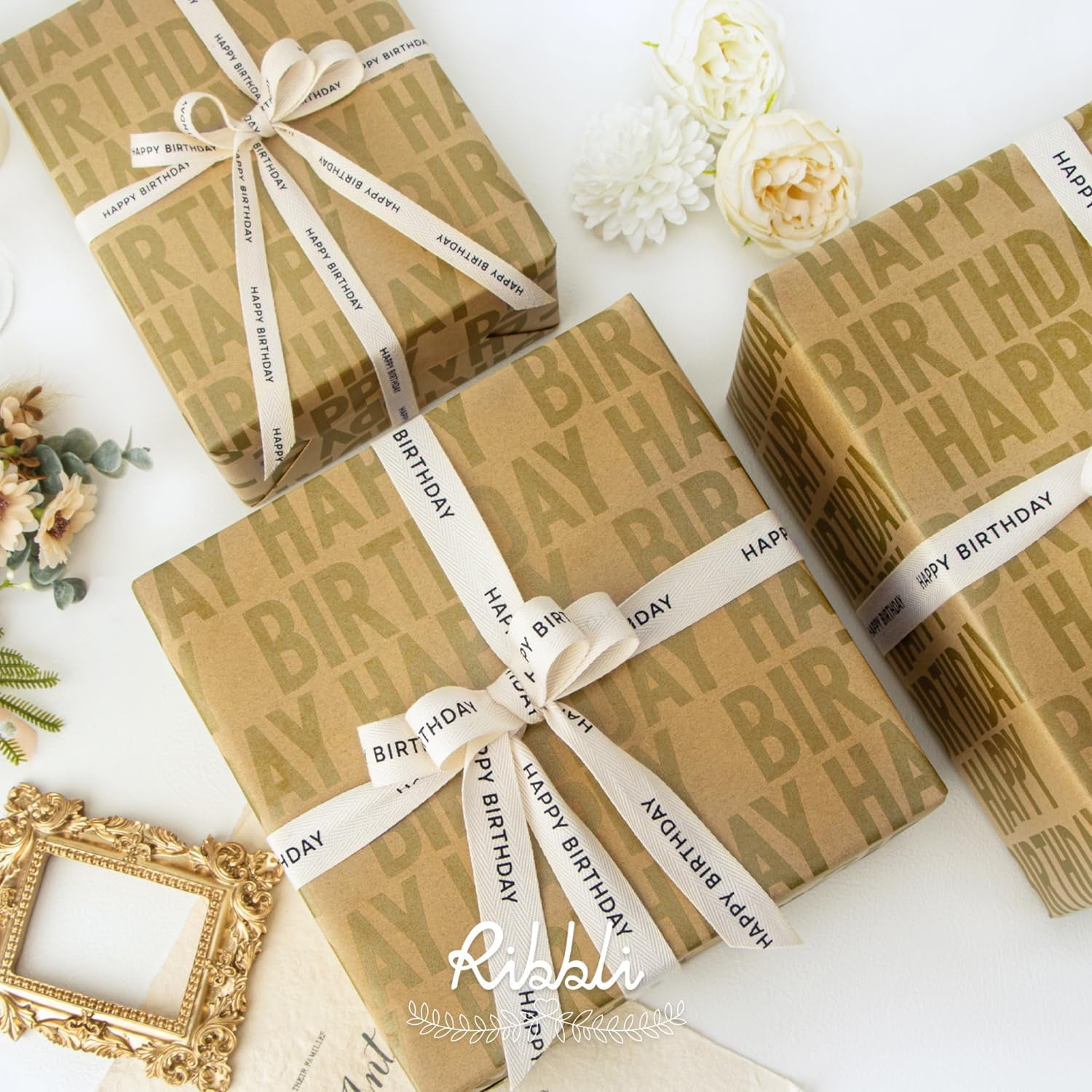 Birthday Wrapping Paper Animal and Balloon Vintage Style Kraft Mini Roll Paper Perfect for Baby Shower Boys Girls Kids Birthday - 17Inch x 394Inch(33Feet)