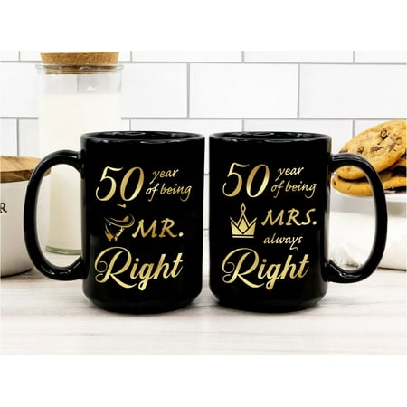 

Familyloveshop LLC 50th Wedding Anniversary Coffee Mugs Mr. Right Mrs. Always Right Parent Anniversary Mugs Gift For Husband Wife