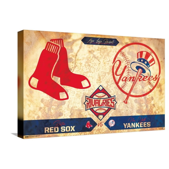 MLB Rivalries - New York Yankees vs Boston Red Sox Canvas Wall Poster, 14.725" x 22.375"