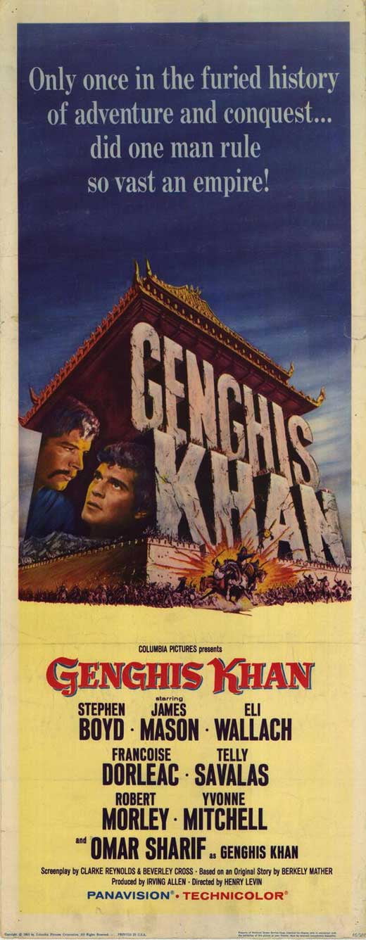 Genghis Khan movie POSTER (Insert Style A) (14" x 36") (1965