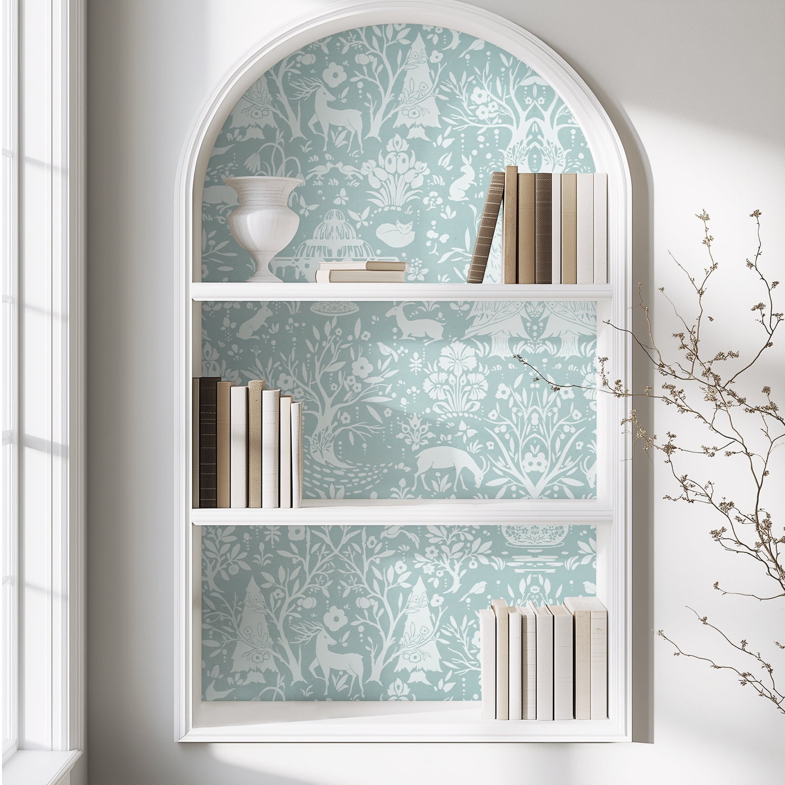 DAZLUTE Peel and Stick Wallpaper Forest Wallpaper Self Adhesive Removable Wallpaper Grey and White Contact Paper 17.71" x 394"