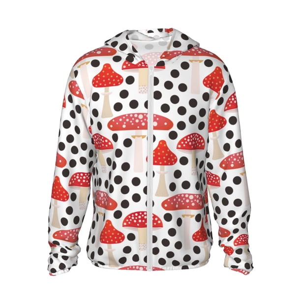 Fotbe Forest Mushrooms Chaqueta con Protección Solar UPF 50+ para Hombre y Mujer, Camisa con Capucha y Bolsillos-3X-Large