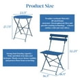 thumbnail image 4 of Patio Bistro Set, Premium Steel Foldable Patio Furniture Sets, Patio Table and Chairs for Bistro, Balcony, Coffee Shop, Peacock Blue, 4 of 6