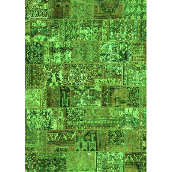 Ahgly Company Indoor Rectangle Abstract Green Contemporary Area Rugs, 8' x 10'