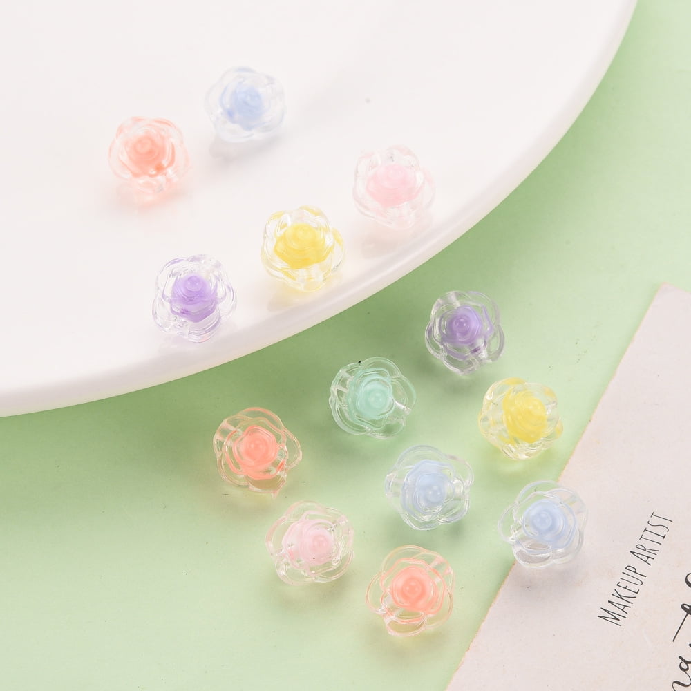 Transparent Acrylic Beads Bead in Bead Flower Mixed Color 11x11x11mm Hole: 2mm about 826pcs/500g