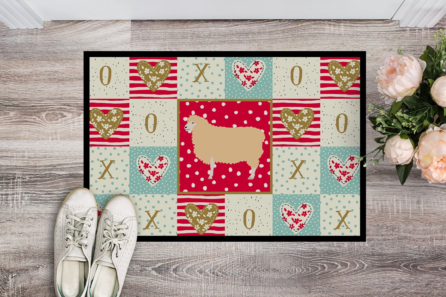 English Leicester Longwool Sheep Love Door Mat