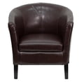 thumbnail image 2 of Brown Leather Barrel Shaped Guest Chair, 2 of 5