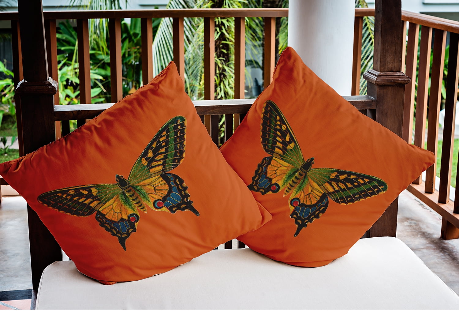 20" x 20" Simply Daisy Colorful Swallowtail Indoor/Outdoor Pillow, Perfect Orange Qty 1