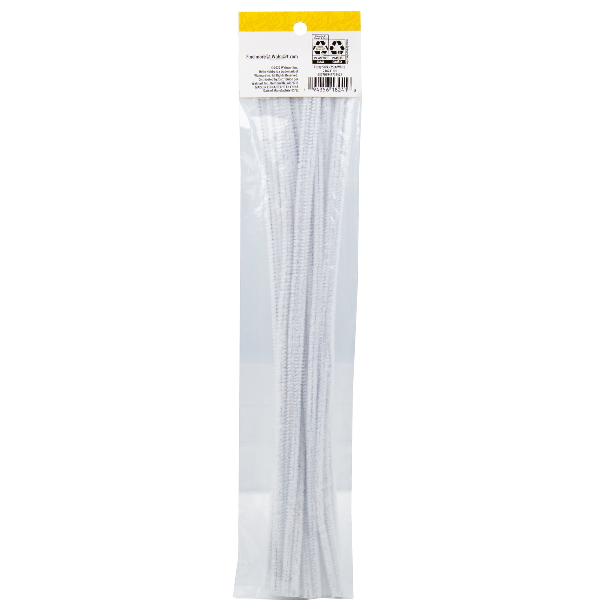 (8 pack) Hello Hobby White Fuzzy Sticks, 25-Pack