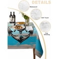 thumbnail image 5 of Nautical Anchor Rectangle Tablecloth, Retro Blue Brown Wooden Boards Farmhouse Waterproof & StainResistant Tablecloth, Washable Oil-proof Table Cover for Dining/Party/Wedding/Camping/Buffet 54x108 In, 5 of 9