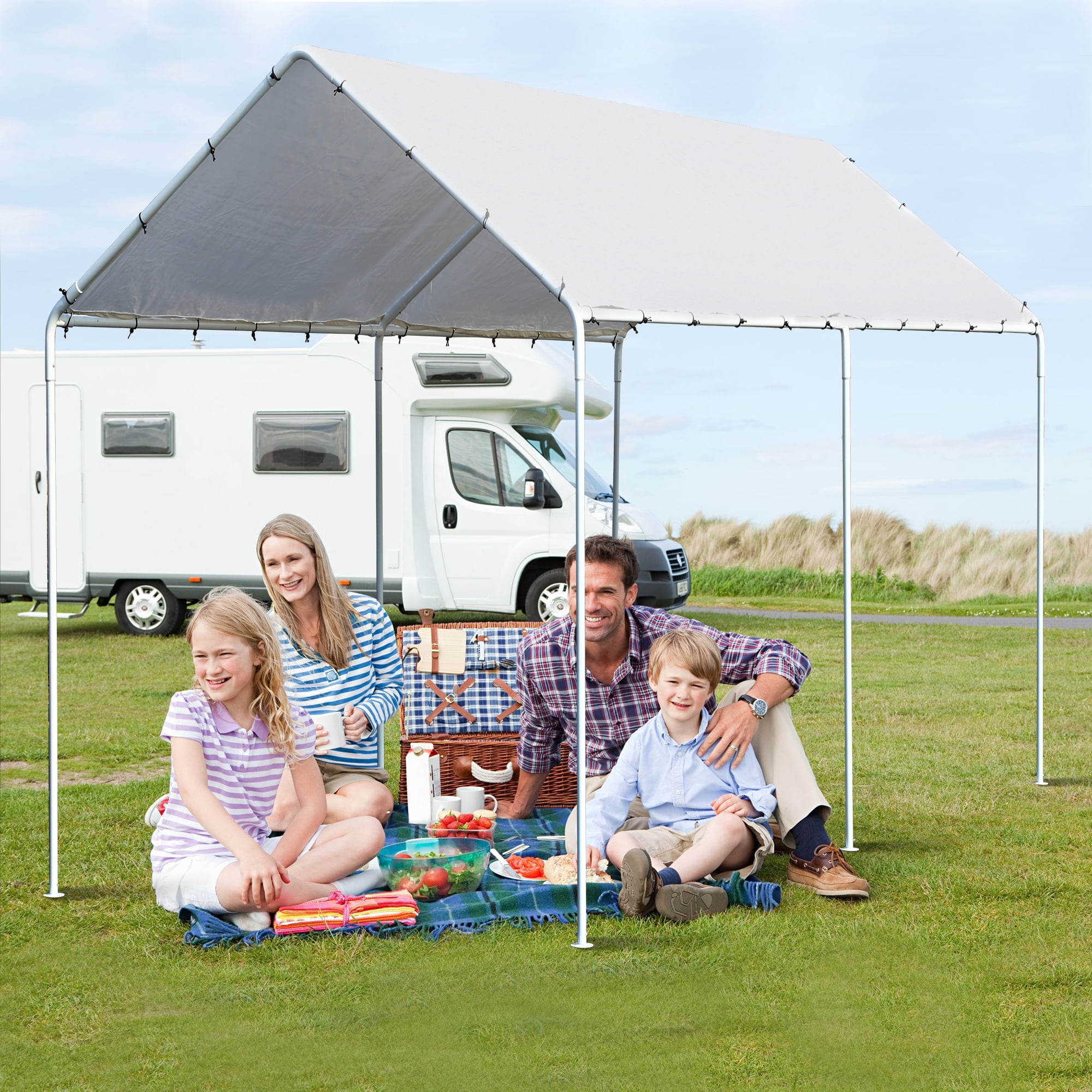 CL.HPAHKL Carport Canopy 10x20 Metal Outdoor Car Port with Cover, Portable RV Carport Kit Car Tent Garage for Party Wedding Garden Storage