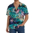 thumbnail image 3 of KLL Watercolor Mandala Print Men's Shirt Short Sleeve Button Down Summer Cuba Beach Shirts- XX-Large, 3 of 7