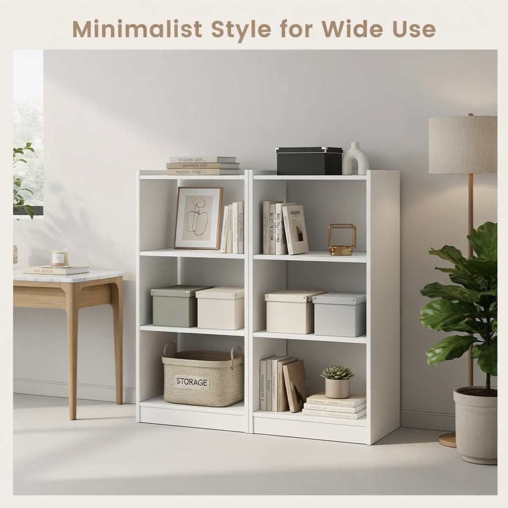 Demi Bonn 3-Tier Open Bookcase, 8-Cube Floor Standing Storage Shelves Display Cabinet, Free-standing Bookshelf, White