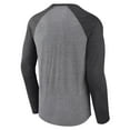 thumbnail image 3 of Men's Fanatics Heather Gray/Charcoal Carolina Panthers Tri-Blend Raglan Long Sleeve T-Shirt, 3 of 3