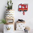 thumbnail image 3 of Relojes de pared para niños, decoración de pared con motivos 3D, sala de estar de dibujos animados, reloj silencioso, sala de estar decorada para niños (camión de bomberos) JFHHH pequeña, 3 of 5