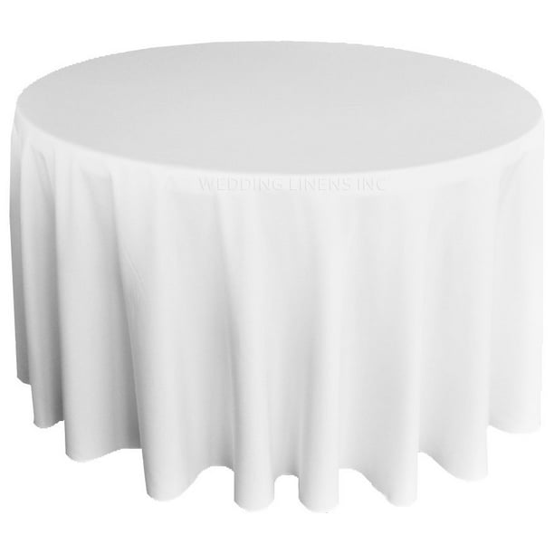 Polyester Linen Tablecloth, 120 Inch Round Tablecloth White