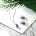 thumbnail image 4 of Gem Stone King 4.55 Ct Oval Checkerboard Purple Amethyst Pink Sapphire 925 Silver Pendant and Earrings Jewelry Set, 4 of 4