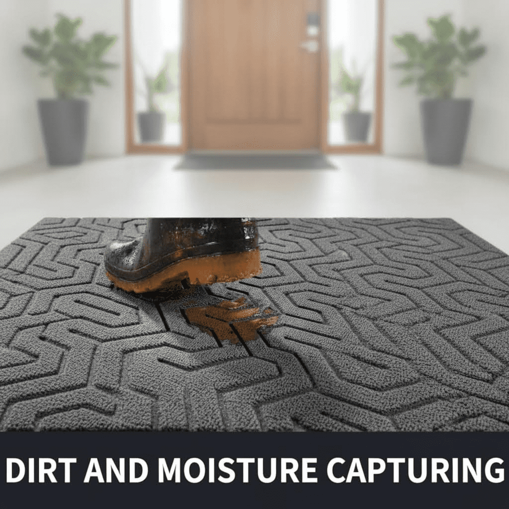 Heavy Duty Waterproof Non-Slip Rubber Doormat for Outdoor Entrance, Garage, Patio or Indoor Use, 29.5x17 Inches, Grey
