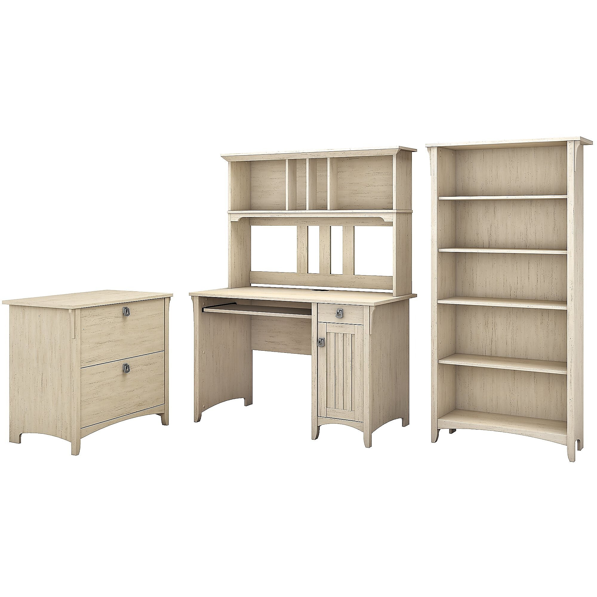Bush Furniture Mission Desk w/Hutch Lateral File and 5 Shelf