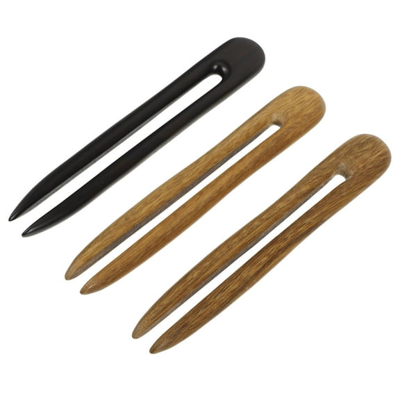 SOPOTUTU 3pcs U Shaped Hair Fork Wooden Hair Accessory for Daily Use
