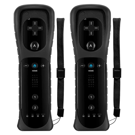 Wii Controller 2 Pack,Remote Controller with Silicone Case and Wrist Strap,Compatible with Wii/Wii U,Black