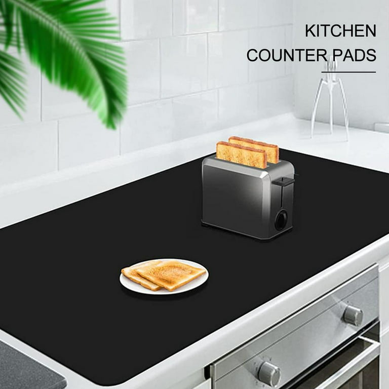  Silicone Counter Mats Set of 2, Heat Resistant, Kitchen Countertop  Protector, Non Slip, Black : Home & Kitchen
