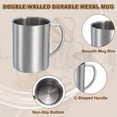 thumbnail image 3 of 2Pcs Tazas de Café de Metal, Tazas de Té de Café de Doble Pared de 14 Onzas con Mangos para Bebidas Frías o Calientes (Plata), 3 of 7