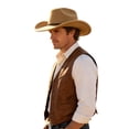 thumbnail image 5 of Risckoth Men's Cowboy Hat Western Style Braided Band Curved Brim Classic Felt Hat, Gold, 5 of 5