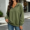 thumbnail image 2 of Tqcoqu Women's Half Zip Stand Collar Sweatshirt,Drop Shoulder Long Sleeve Casual Pullover Tops,Solid Color Basic Sweatshirt for Women,Army Green Women's S-XXL, 2 of 6