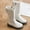 White, variant on Spazoro Girls Knee High Boots, Side Zipper with Quilted Design Buckle Detail Patent Leather Long Boot Shoes for Girls Black