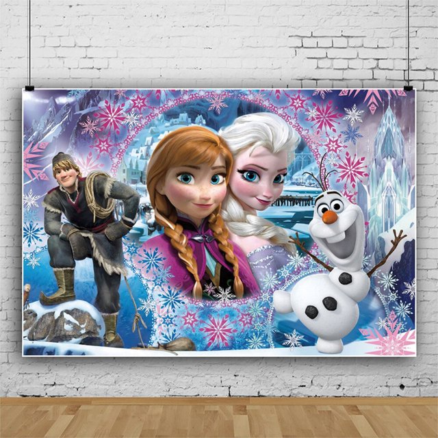 Fondos de Frozen para fiesta de Cumpleaños de Niños, decoraciones de fiesta de princesa Anna y Elsa, suministros para Baby Shower, foto personalizada