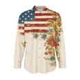 thumbnail image 5 of Atogsazn 4th of July Satin Silk Shirt for Women Dress Casual Button Down Long Sleeve Shirts Blouse Tops Outfit Coffee XXL Fashion, 5 of 6