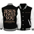 thumbnail image 3 of Jesus Loves You Hoodie Baseball Uniform Jackets Men Women Christian Jesus Is King Fashion Coats Autumn Streetwear, 3 of 5